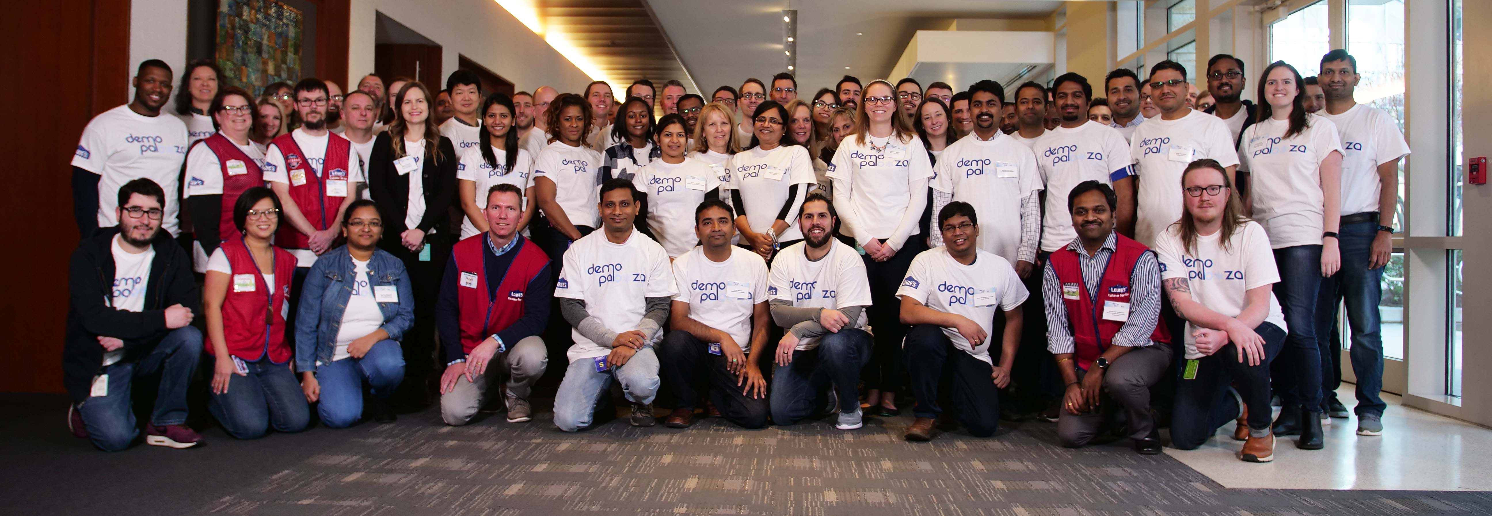 demopalooza group photo in white tee shirts